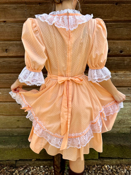 Vintage 50s Peach Western Swing Dress