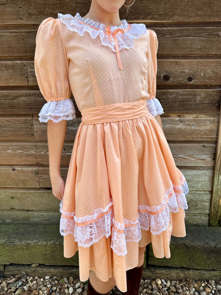 Vintage 50s Peach Western Swing Dress