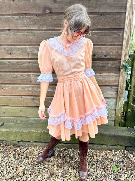 Vintage 50s Peach Western Swing Dress