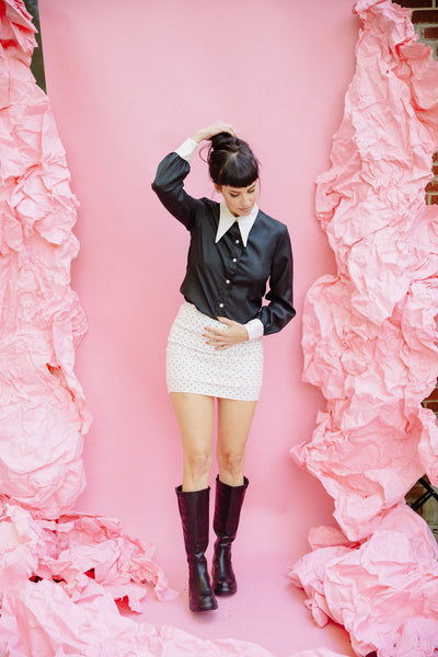 70s Dagger Collar Wednesday Addams Style Top