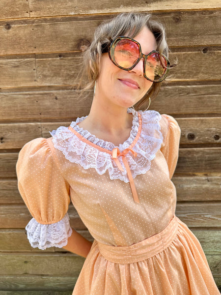 Vintage 50s Peach Western Swing Dress