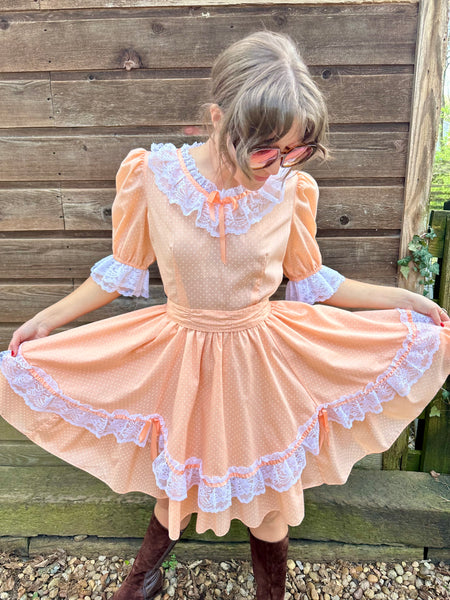 Vintage 50s Peach Western Swing Dress