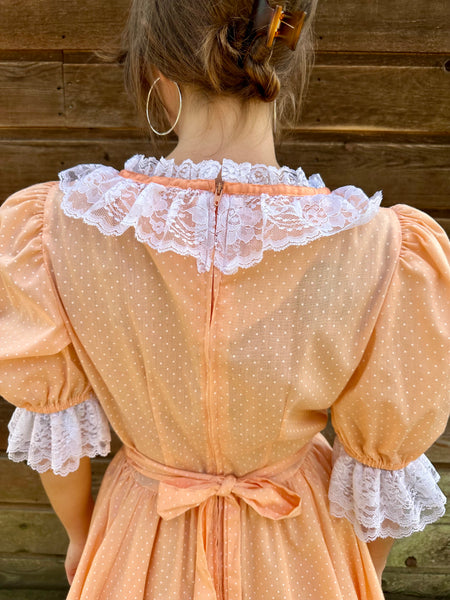 Vintage 50s Peach Western Swing Dress