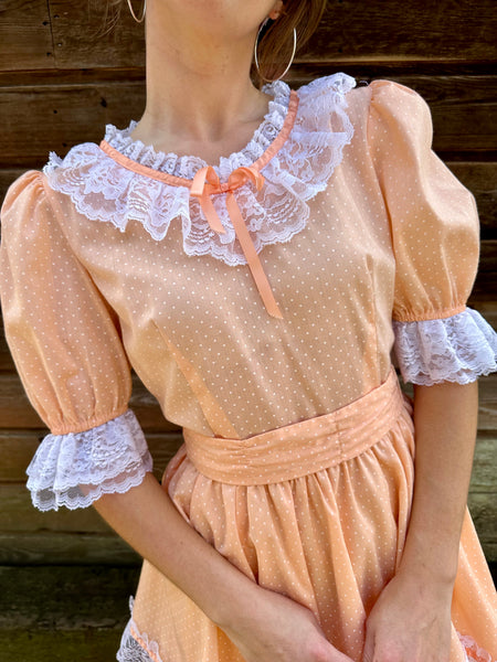 Vintage 50s Peach Western Swing Dress