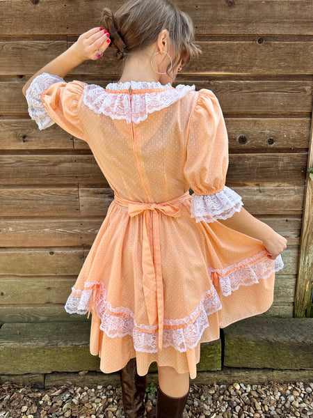 Vintage 50s Peach Western Swing Dress