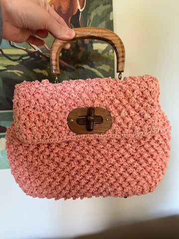 Pink straw purse