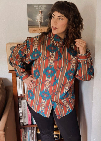 Vintage Southwestern Long Sleeve Button Up Top
