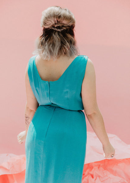 Vintage Turquoise Beaded 50's Dress