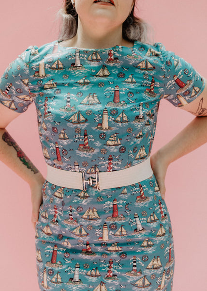 Vintage Nautical Novelty Print Dress