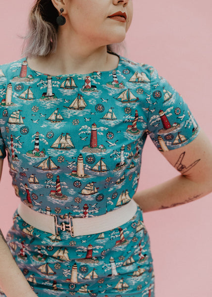 Vintage Nautical Novelty Print Dress