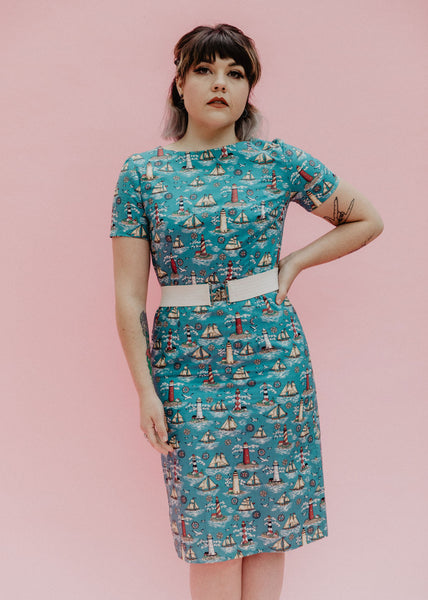 Vintage Nautical Novelty Print Dress