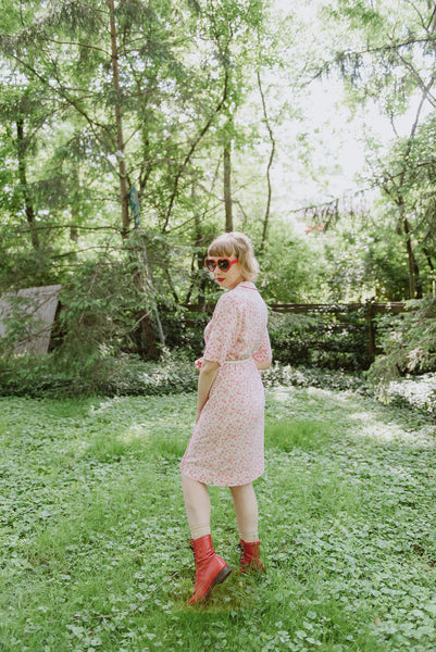 Vintage 1960s Calico Shirtwaist Dress